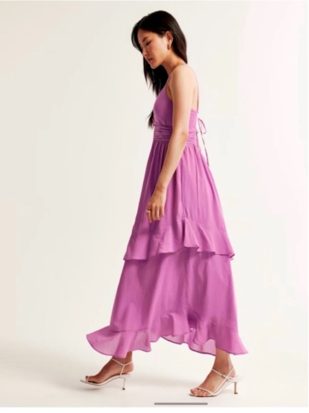 Abercrombie & Fitch Lavender Tiered Maxi Dress cotton nwt